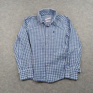 Johnnie-O Shirt Boys 10 Blue Gingham Button Front Long Sleeve Cotton Wooster